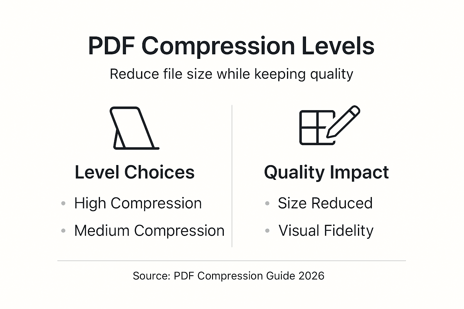 Infographic on PDF compression levels and quality