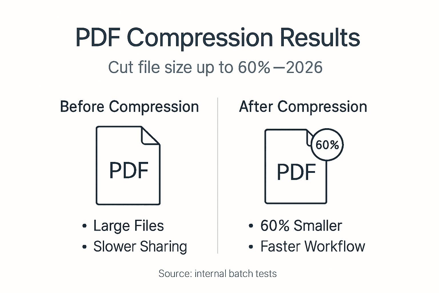 Infographic showing before and after PDF compression