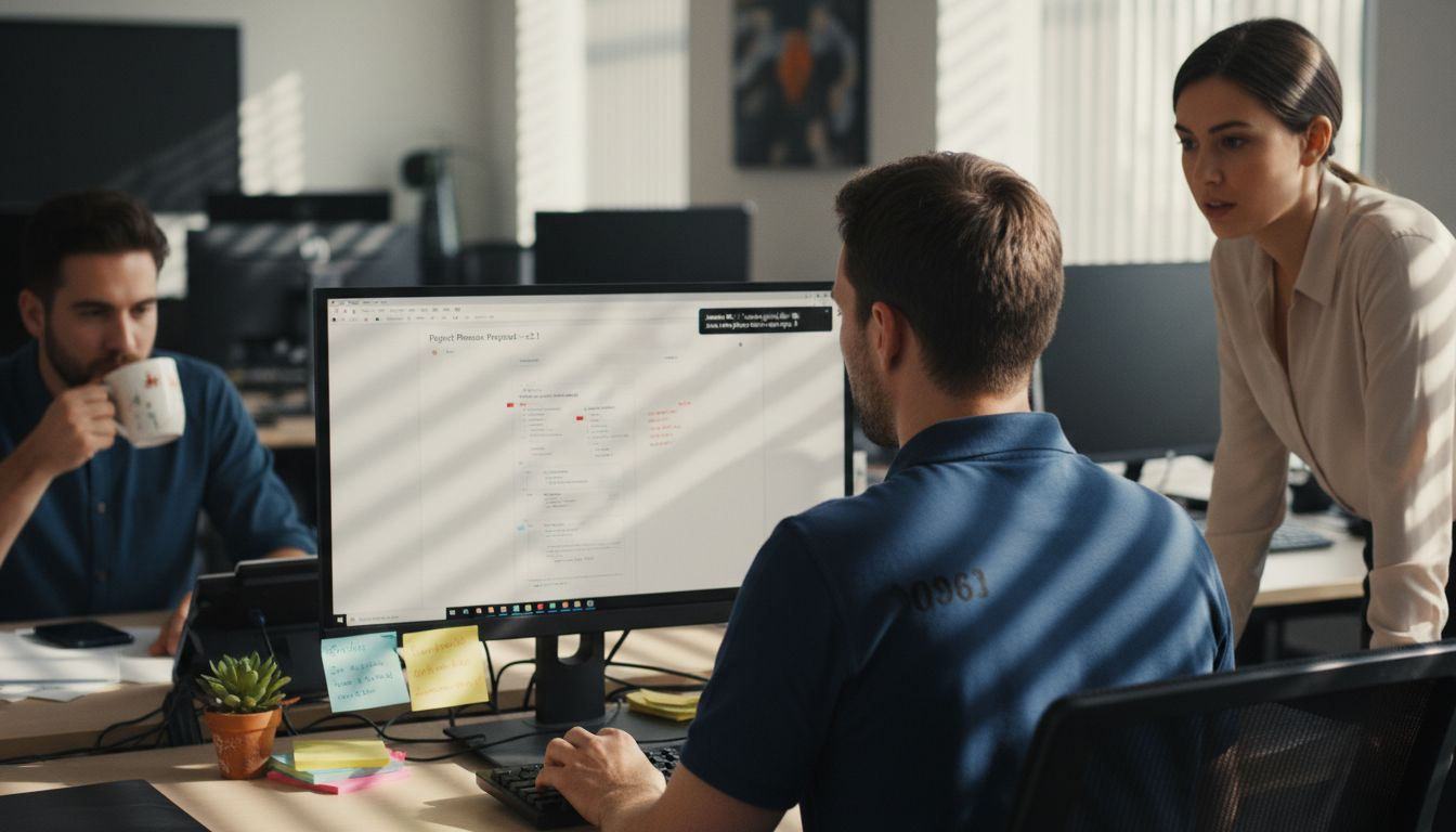 IT manager annotating shared PDF document