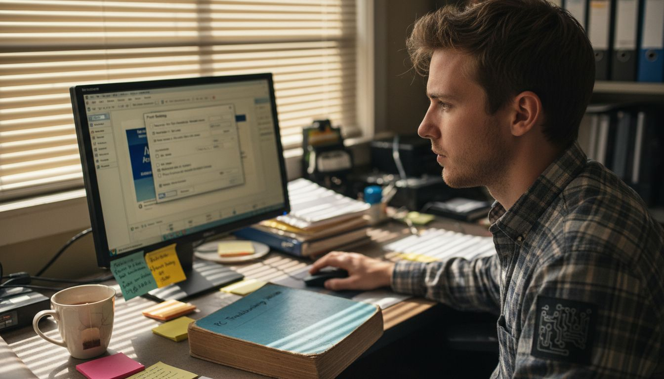 Technician adjusting Adobe Acrobat settings