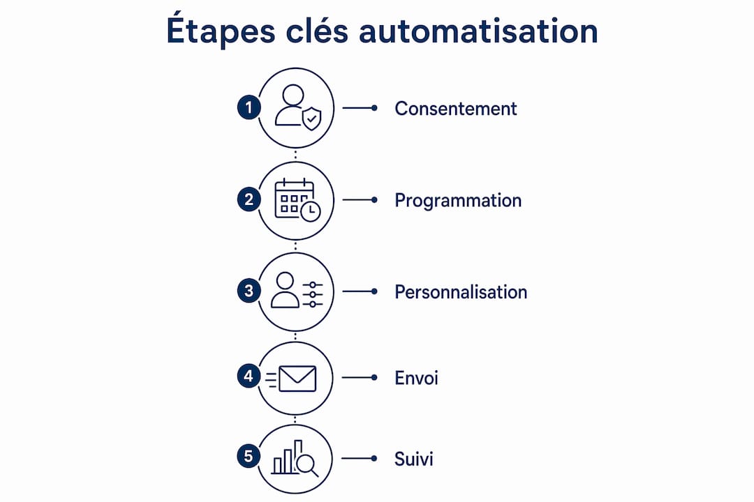 Infographie : les différentes étapes pour mettre en place l’automatisation des rappels