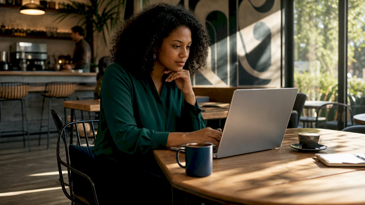 Gros plan sur les mains d’un analyste en train de saisir des données sur son ordinateur, au sein d’un espace de coworking.