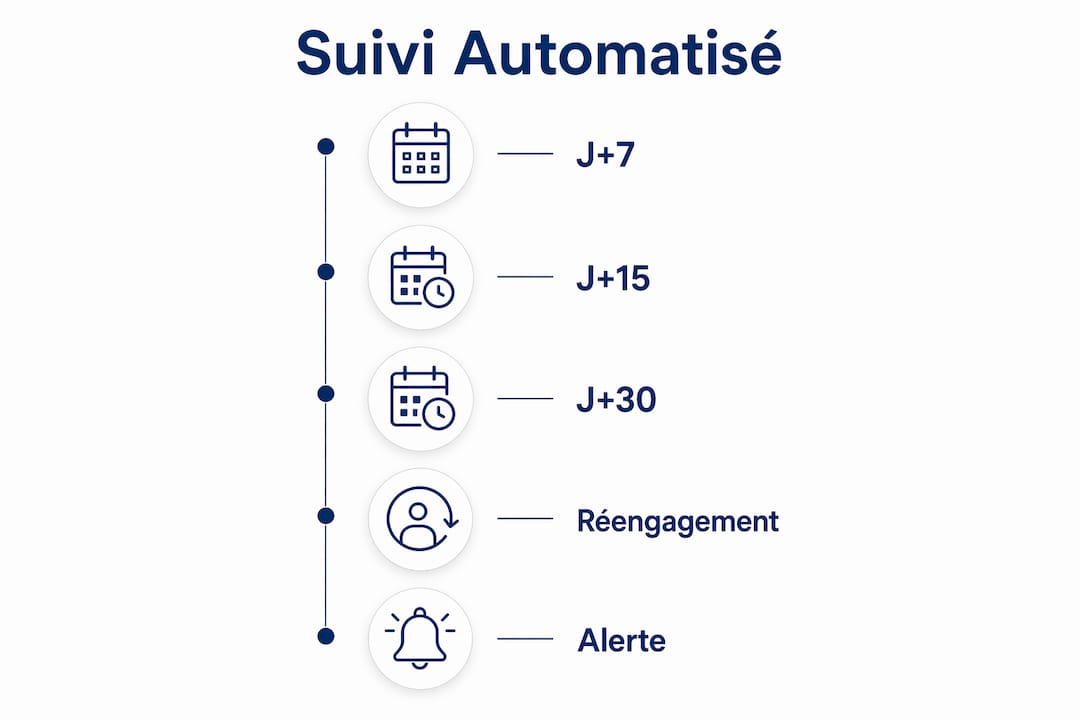 Schéma du parcours automatisé de collecte de la satisfaction client
