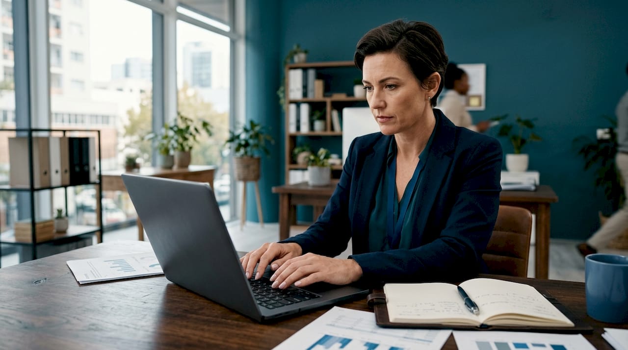 Les mains expertes d’une professionnelle en pleine saisie sur son ordinateur portable