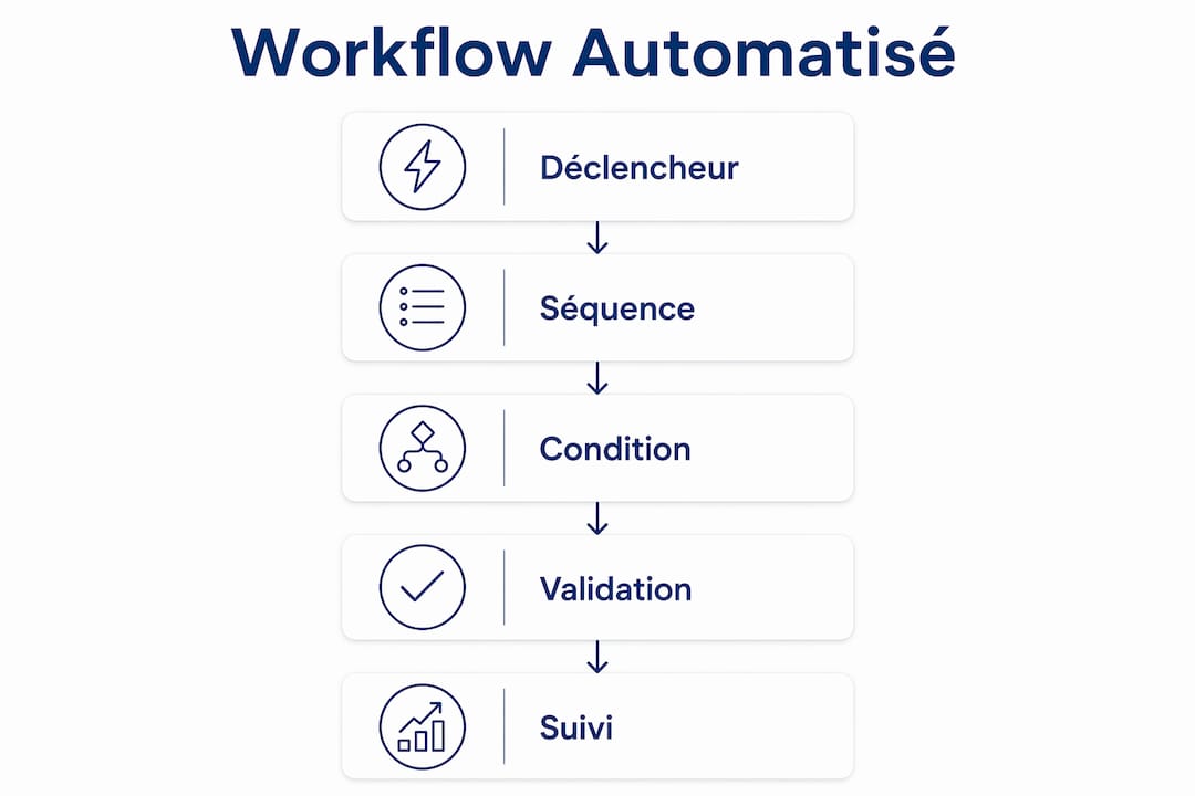 Schéma illustrant les différentes étapes d’un processus automatisé