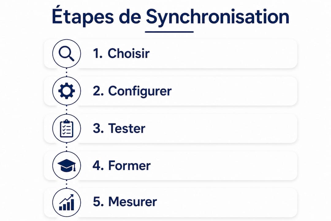 Découvrez, en un coup d’œil, les différentes étapes pour connecter et synchroniser votre agenda avec votre CRM grâce à cette infographie claire et détaillée.