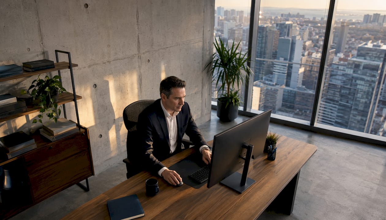Un dirigeant d’entreprise analyse les indicateurs de performance sur son ordinateur.