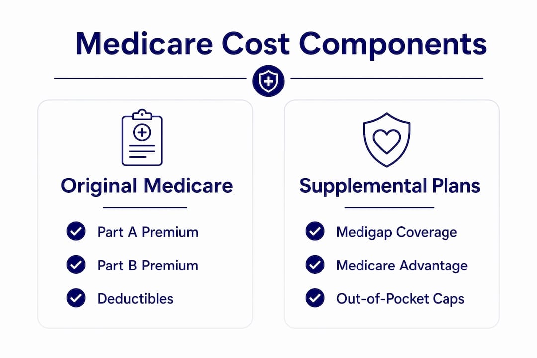 Infographic comparing Original Medicare and Supplemental Plans costs