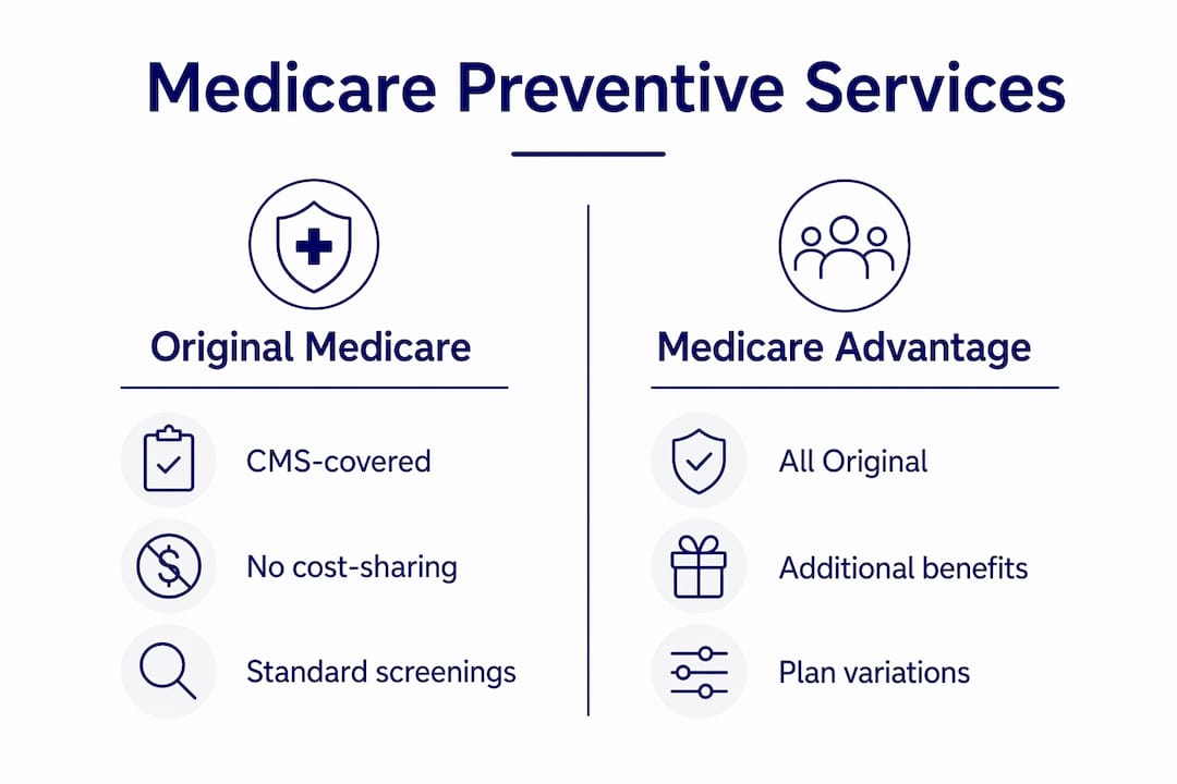 Infographic comparing Original Medicare and Medicare Advantage services