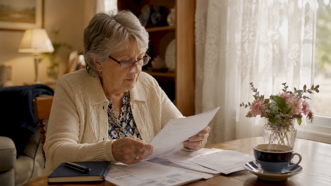 Senior woman reviewing Medicare respiratory care documents