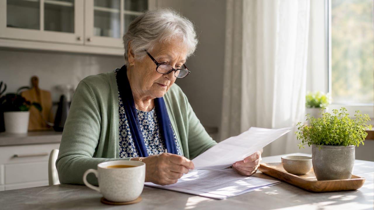 Senior woman reviewing transport insurance documents