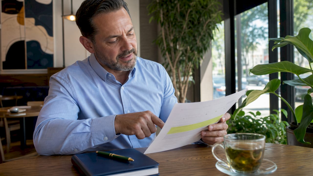 Insurance agent pointing to Medicare Plan G brochure details