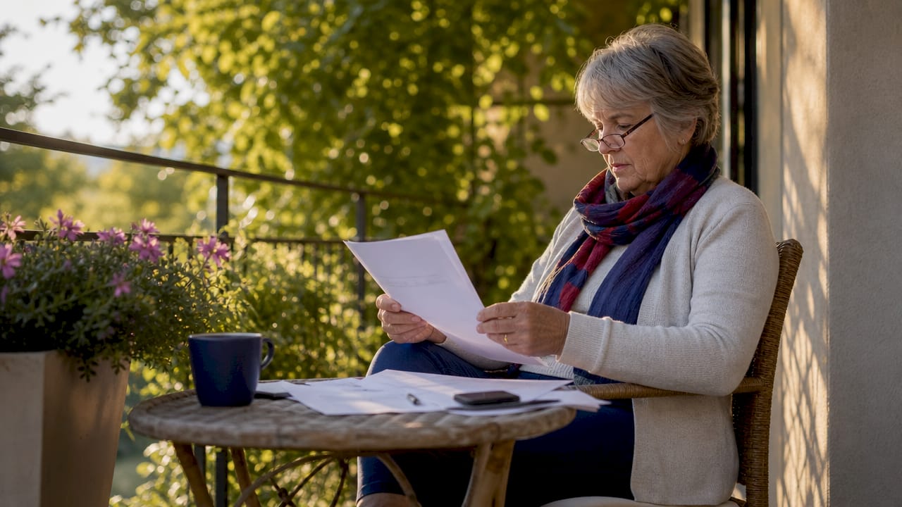 Senior woman reviewing Medigap paperwork