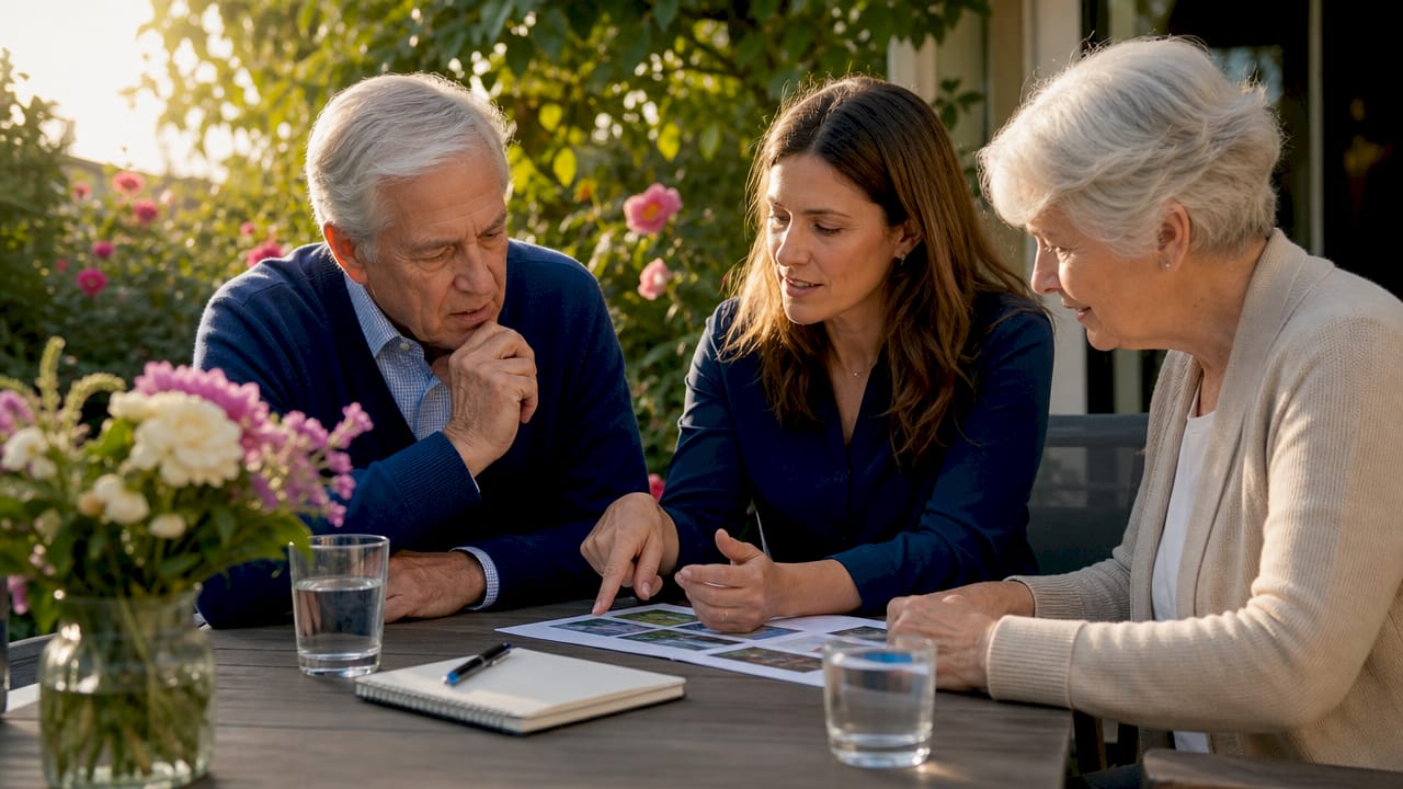 Family discussing Medicare and assisted living options