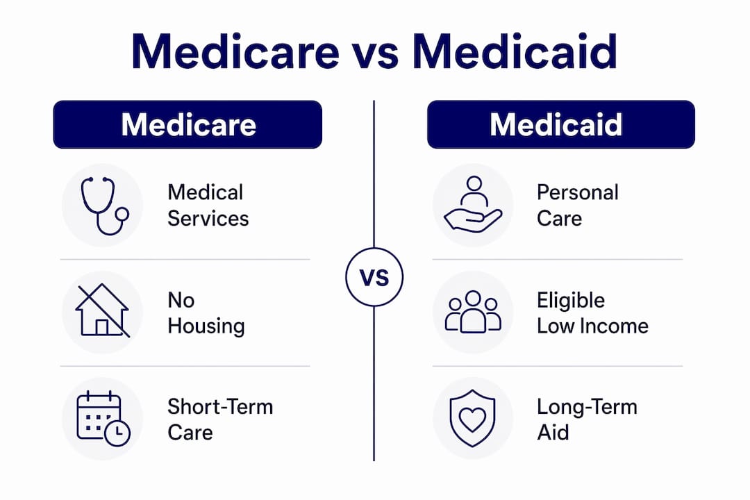 Infographic comparing Medicare and Medicaid coverage