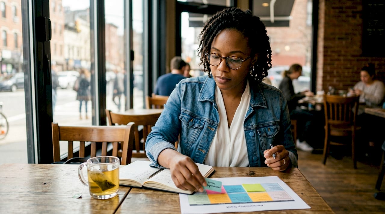 Woman aligning team roles by personality traits