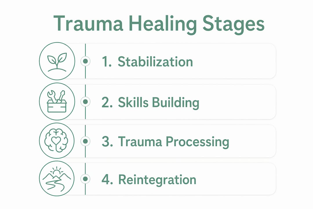 Infographic showing stages of trauma healing