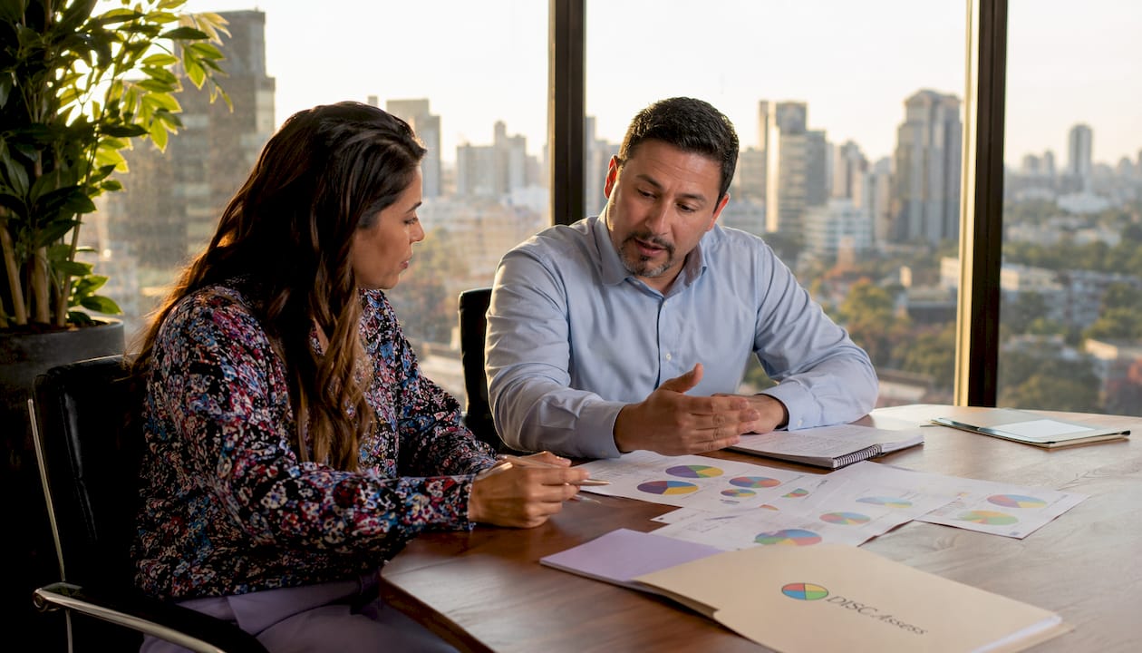 Colleagues collaborating on personality data
