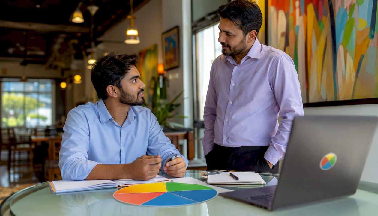 Steady team member engaged in work discussion