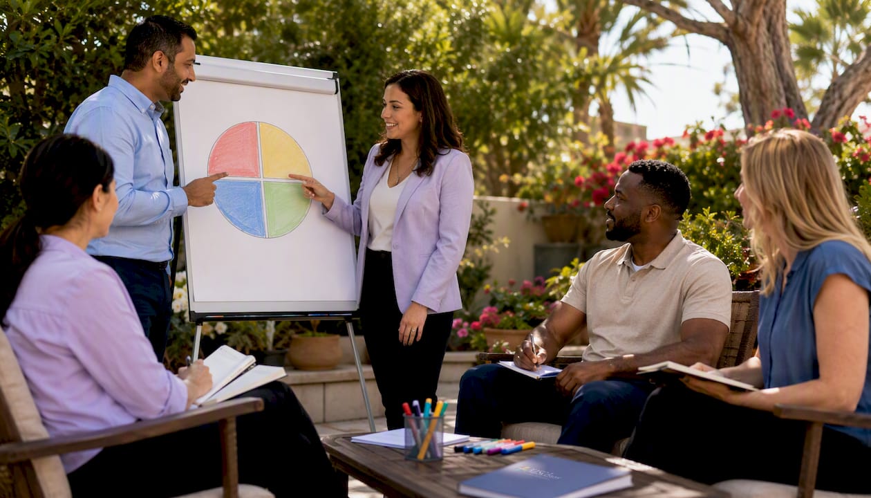 Facilitators leading DiSC style mapping session