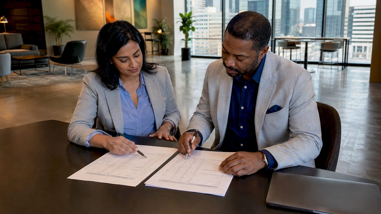 Supplier qualification discussion in conference room