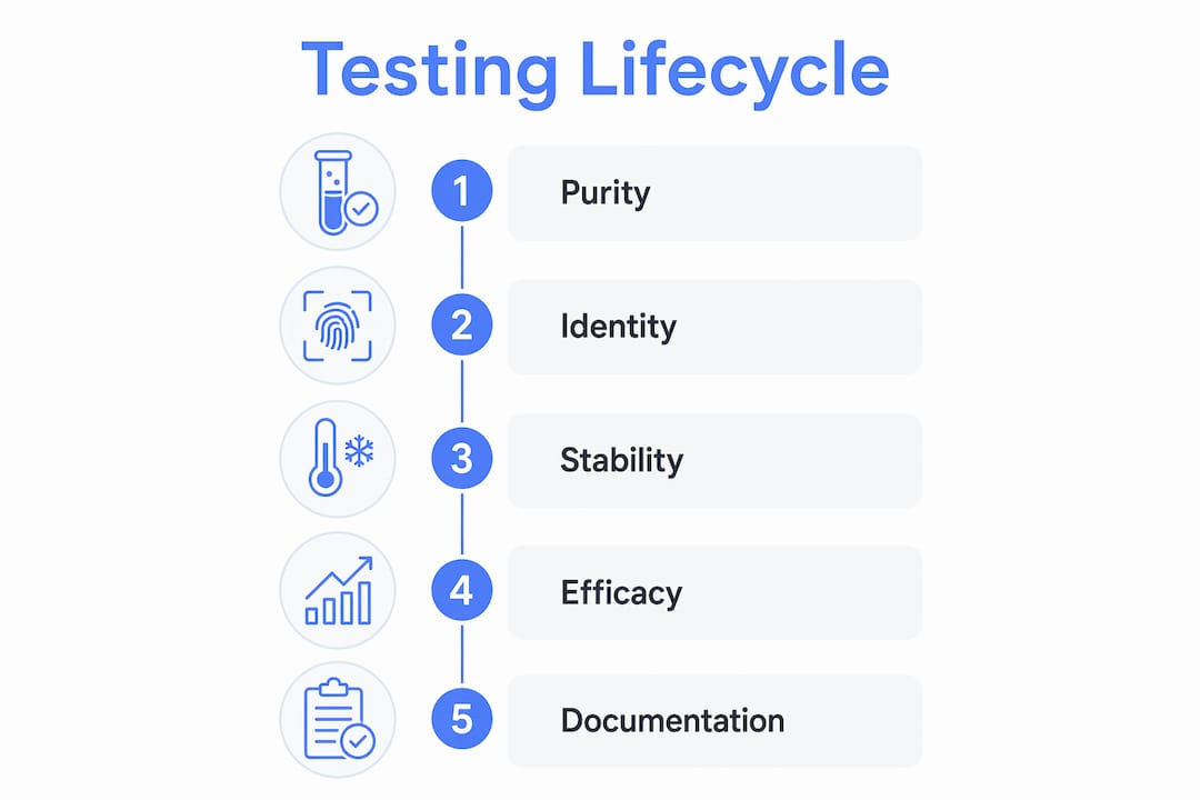 Infographic showing peptide skincare testing steps