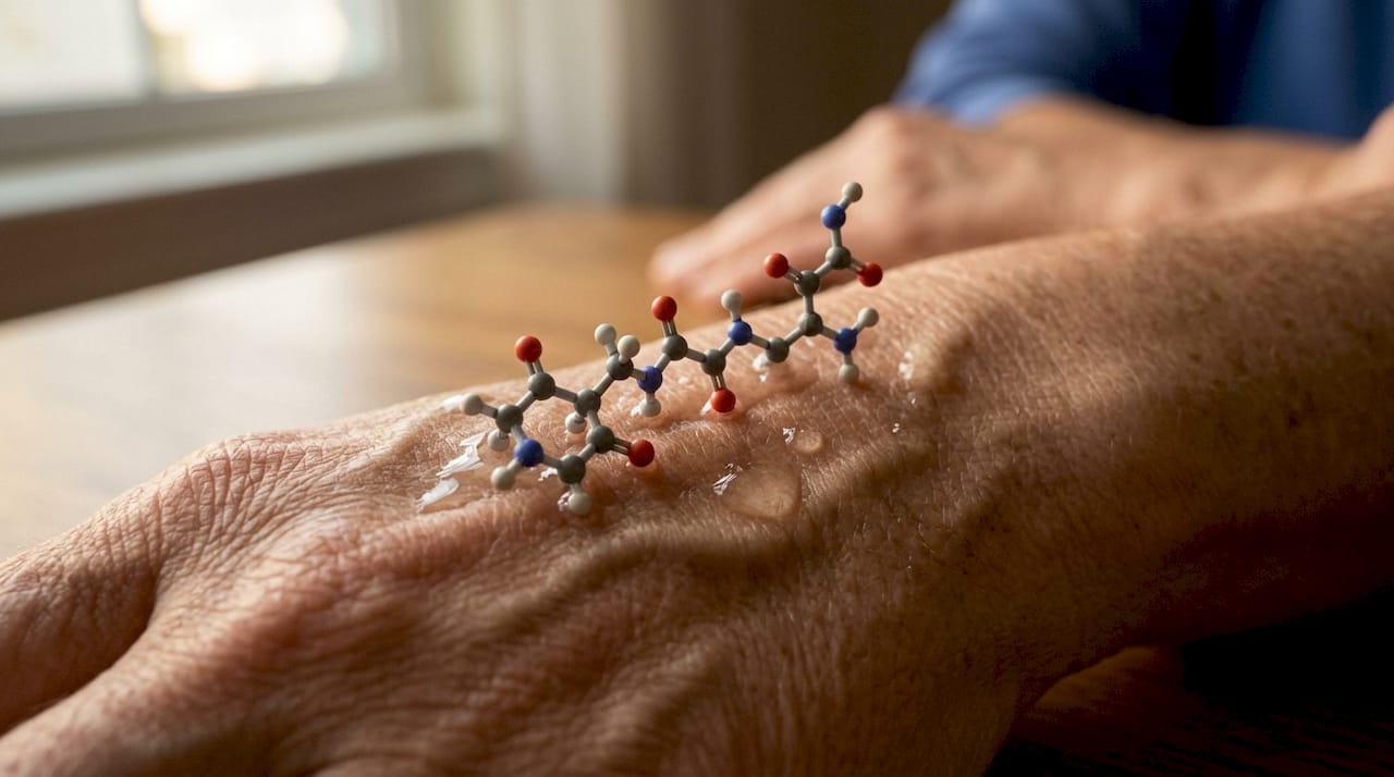 Close-up of peptide molecule on facial skin