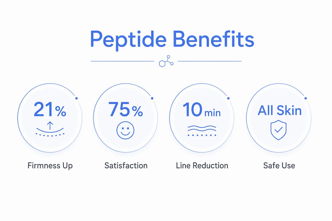 Infographic showing cosmetic peptides' key benefits