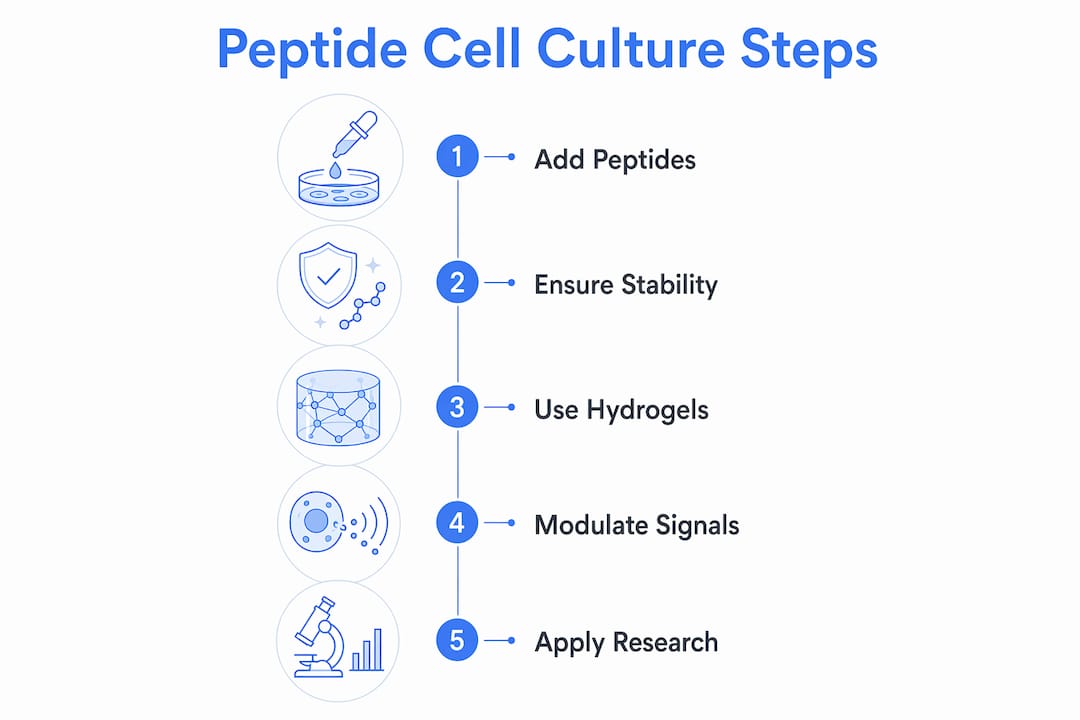 Infographic illustrating peptide cell culture workflow