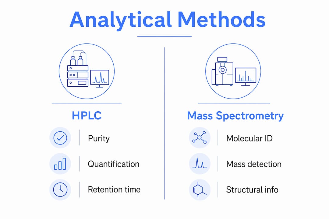 Infographic comparing HPLC and mass spectrometry features