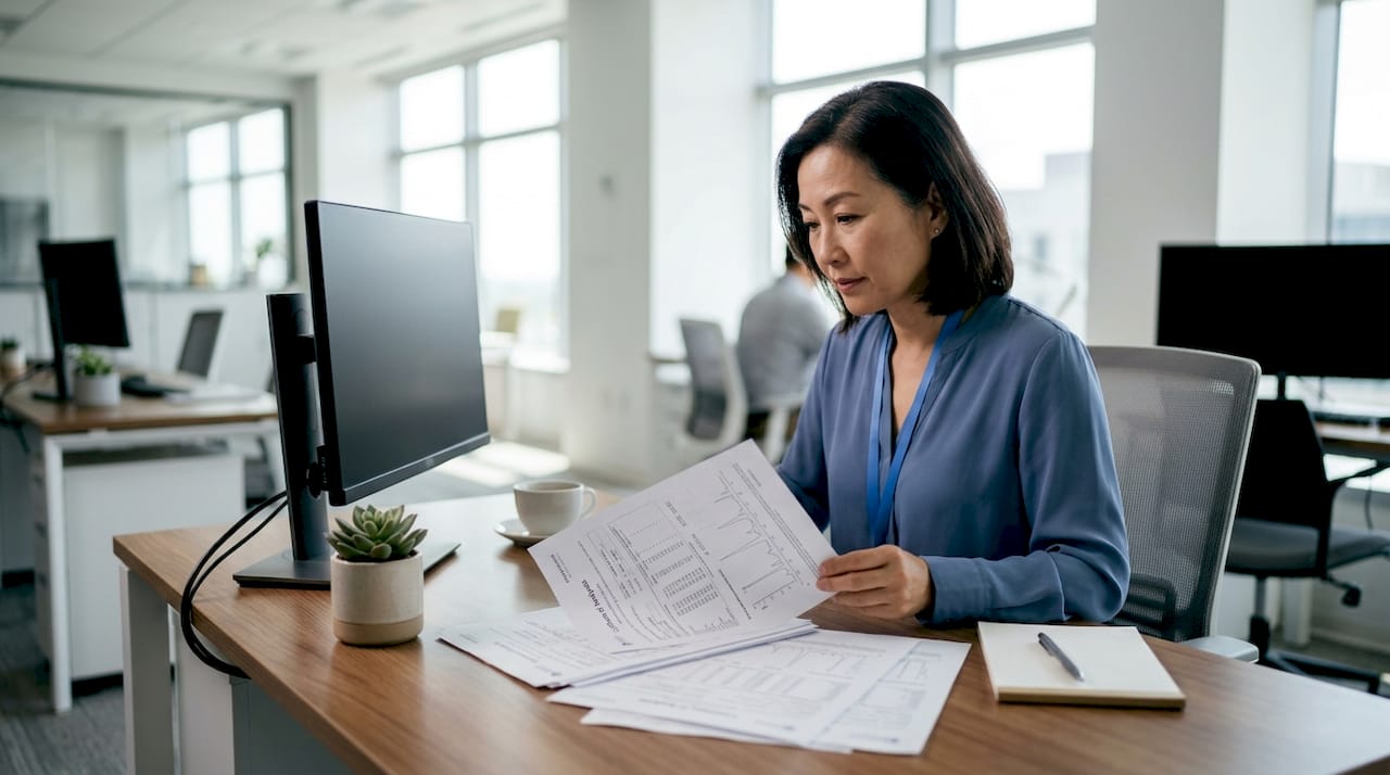 Person reviewing peptide batch Certificate of Analysis