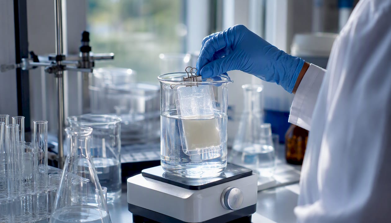 Dialysis membrane test for peptide release