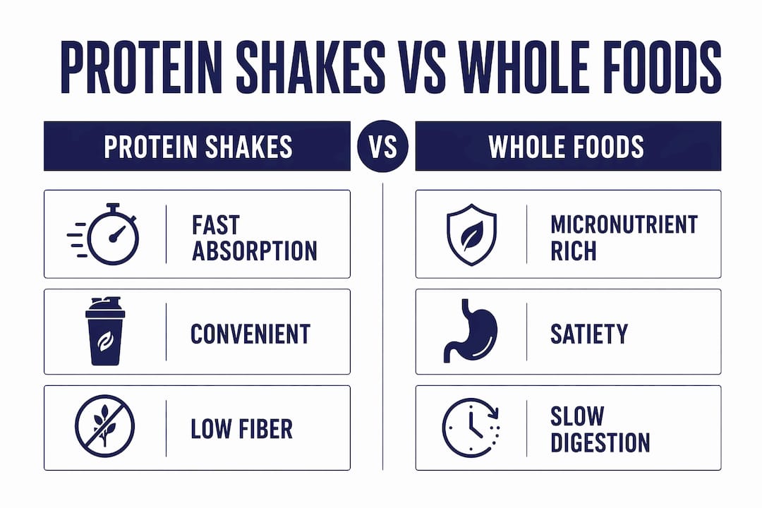Infographic comparing protein shakes and whole foods