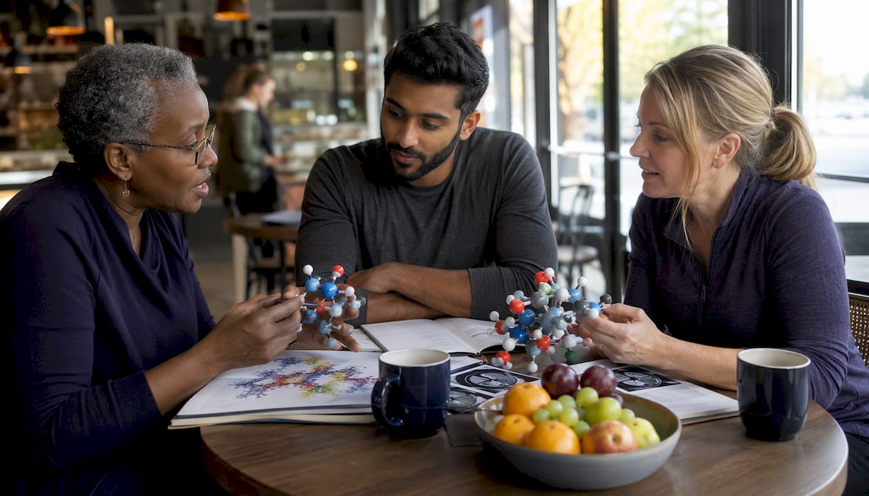 Research team analyzing protein effects on brain
