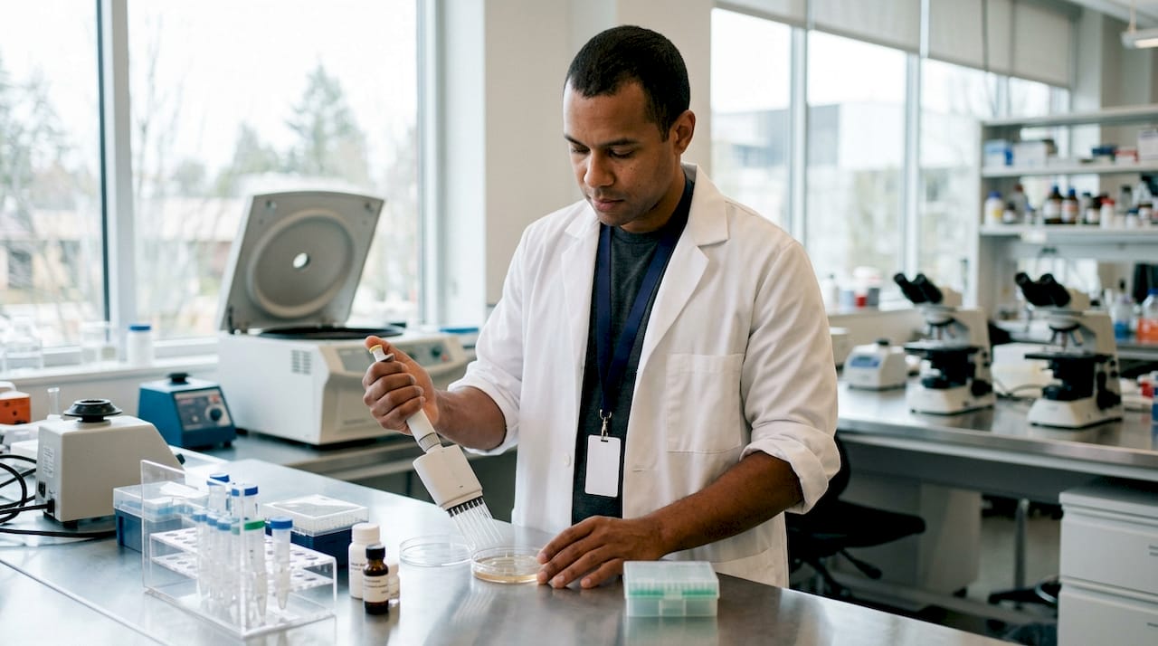 Scientist conducting protein hormone lab experiments