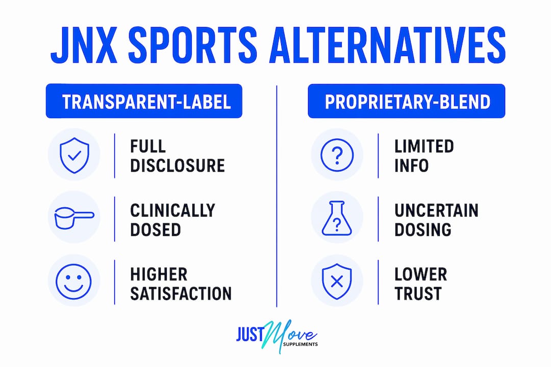 Infographic comparing JNX Sports alternative brands