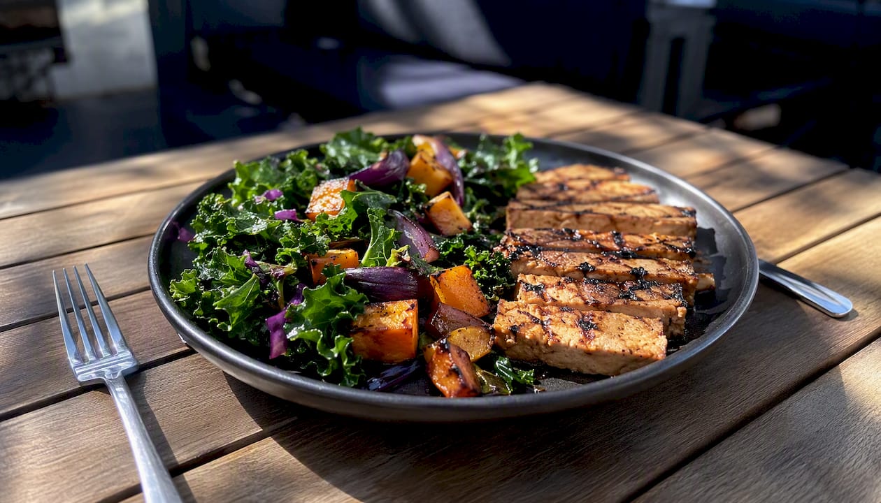 Balanced plate with vegetables and protein