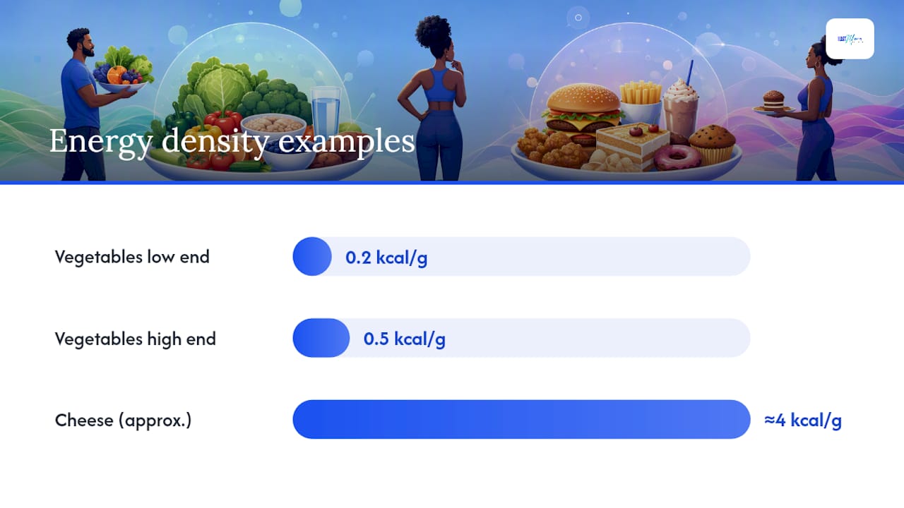 The core science: energy density, satiety, and how your body compensates — overview diagram