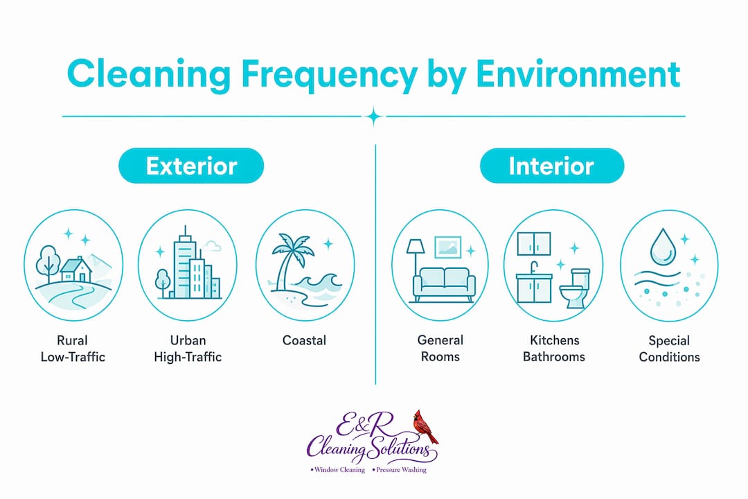 Infographic comparing window cleaning frequencies