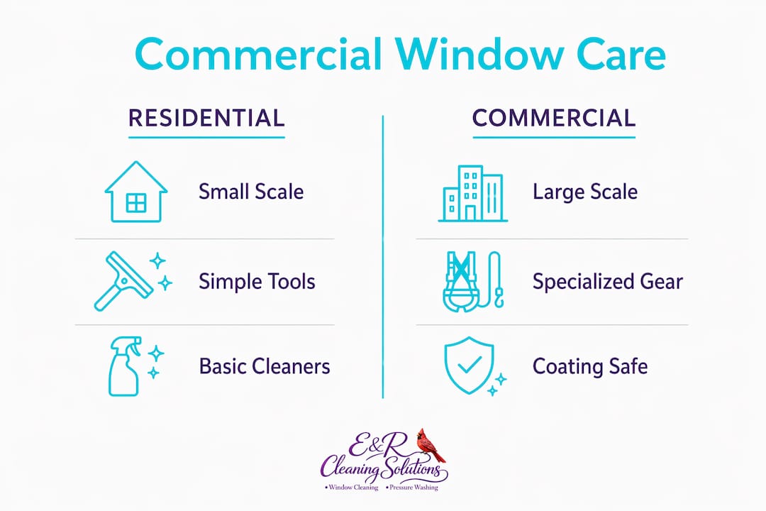 Infographic comparing residential and commercial window cleaning