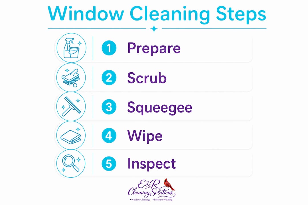 Infographic showing window cleaning steps