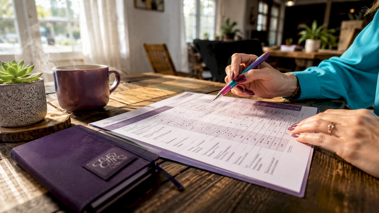 Hands pointing at cleaning contract scope-of-work matrix