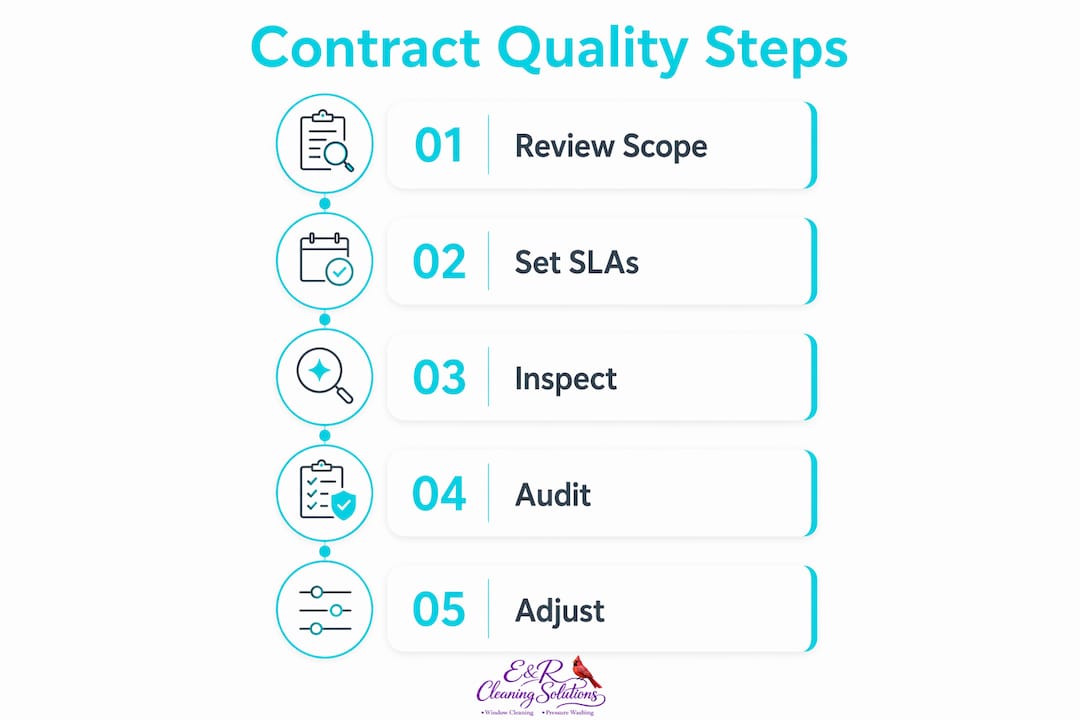 Infographic showing steps to build contract quality standards
