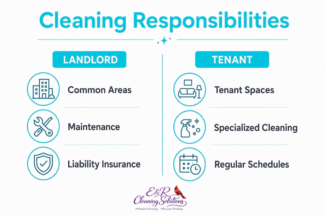 Infographic comparing landlord and tenant cleaning responsibilities