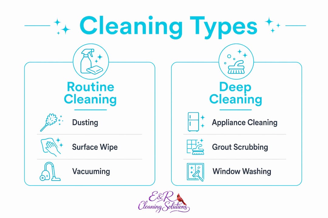 Infographic comparing routine and deep cleaning