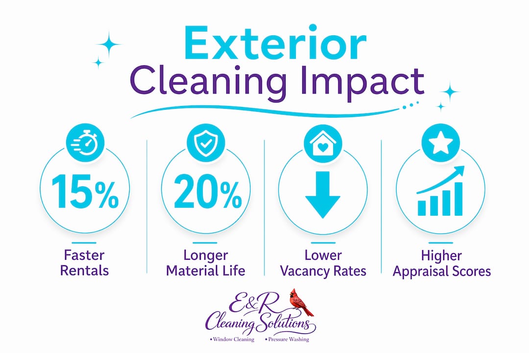 Infographic illustrating key benefits of exterior cleaning