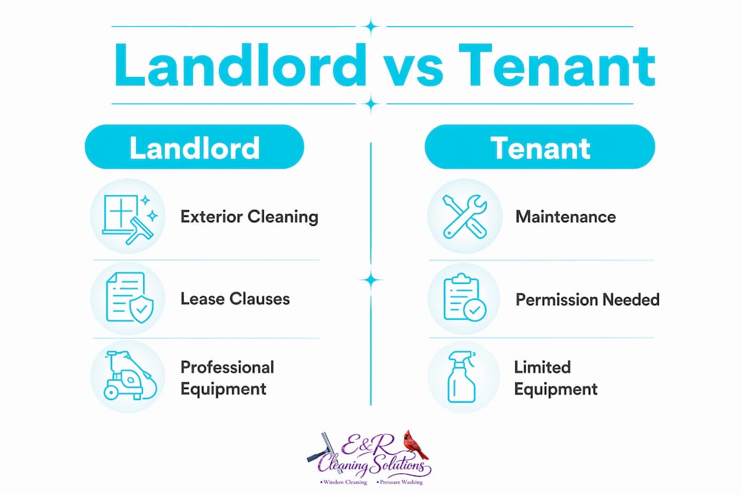 Infographic comparing landlord and tenant cleaning responsibilities