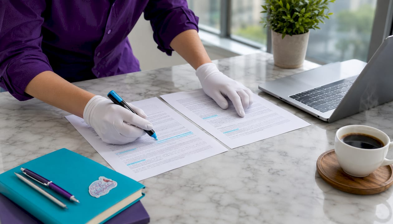 Hands comparing cleaning service contract types
