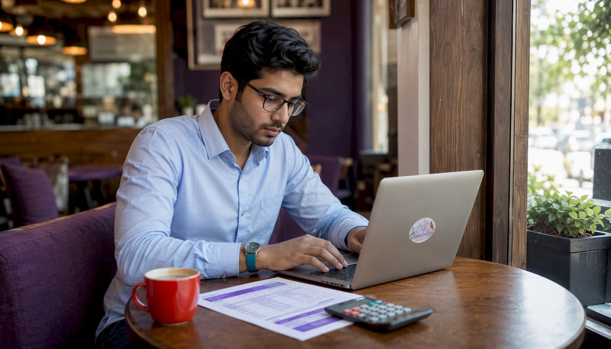 Man calculating commercial cleaning contract pricing