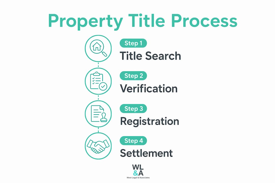 Infographic showing property title process steps
